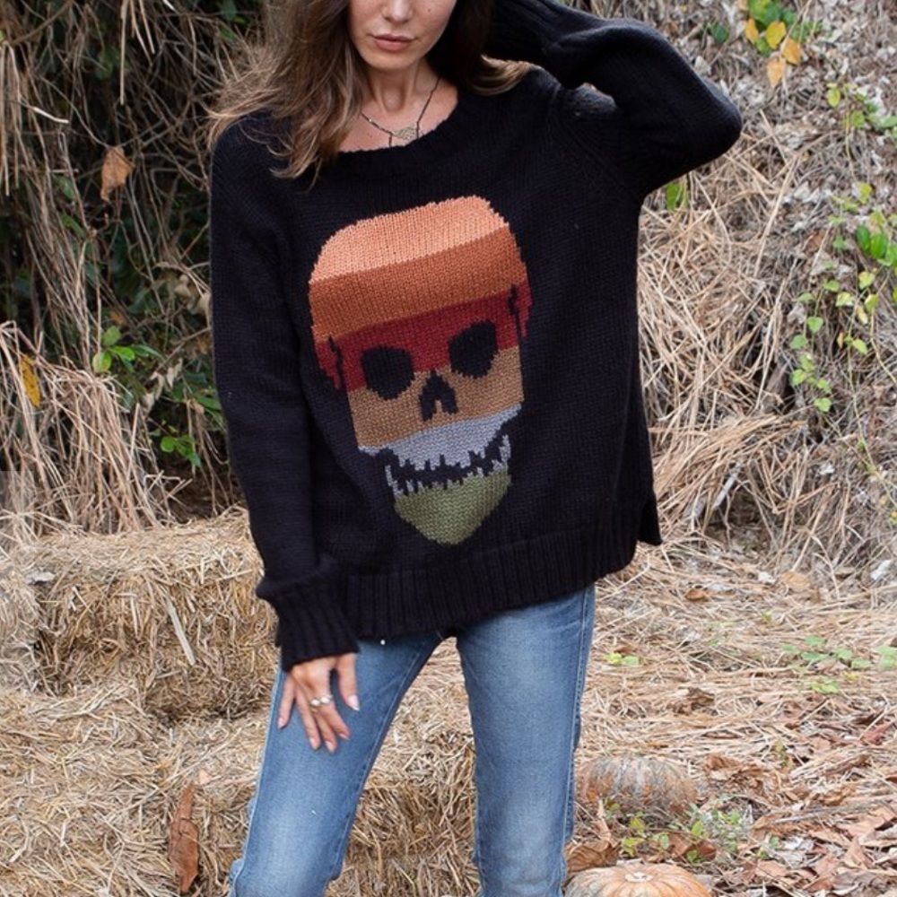🎃 Wooden Ships Autumn Stripe Skull Crew XS/S 🍁